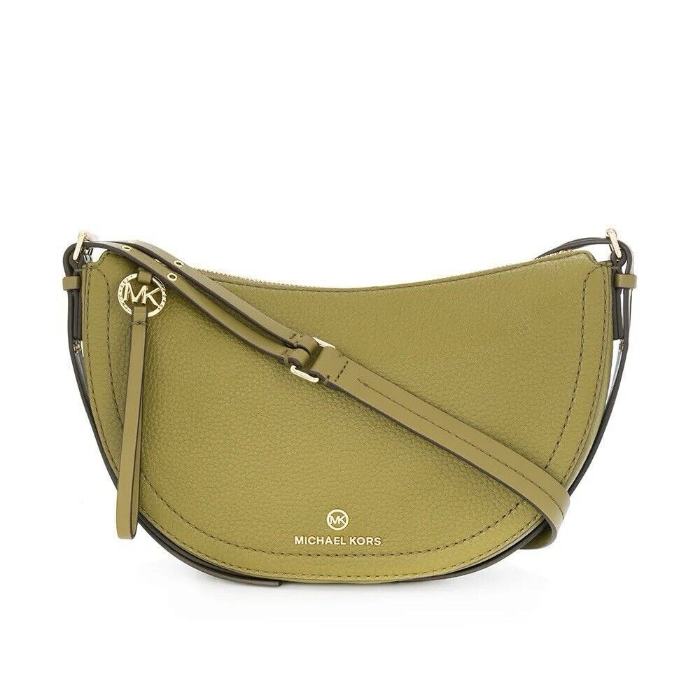 Michael Kors Camden Small Pebble Leather Messenger Bag Pistachio Green Gold